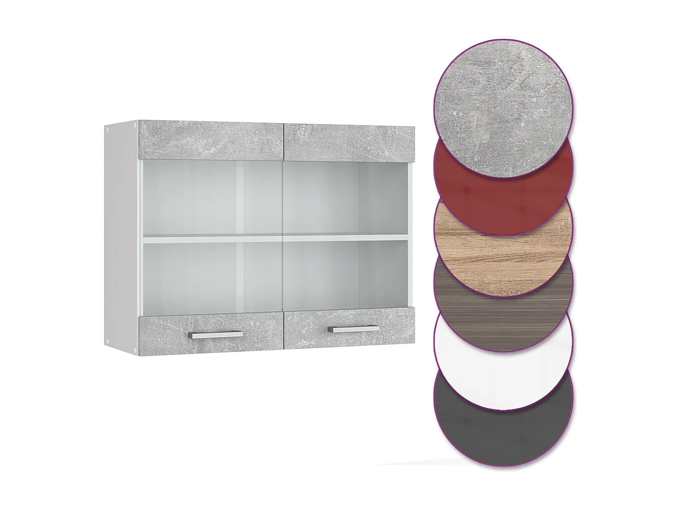 Armario de cocina con vidrio hormigón 80x31x60 r-line