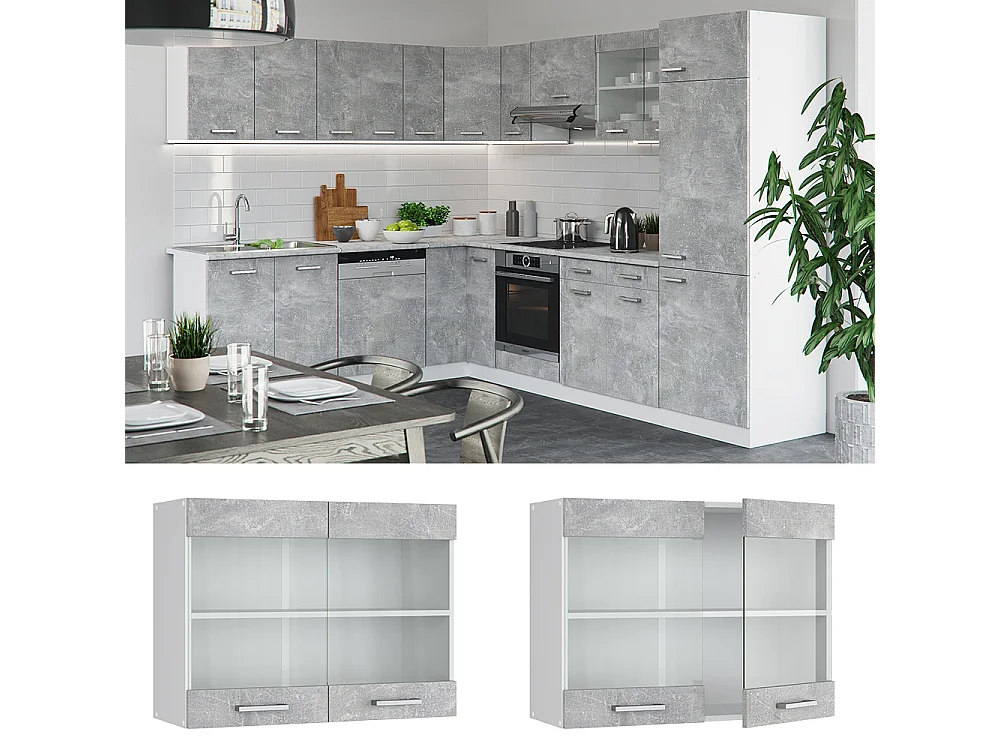 Armoire en verre béton 80x31x60 r-line