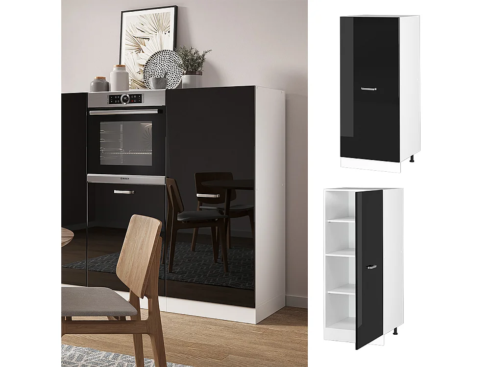 Armoire haute noir haute brillance 60x57x143 r-line