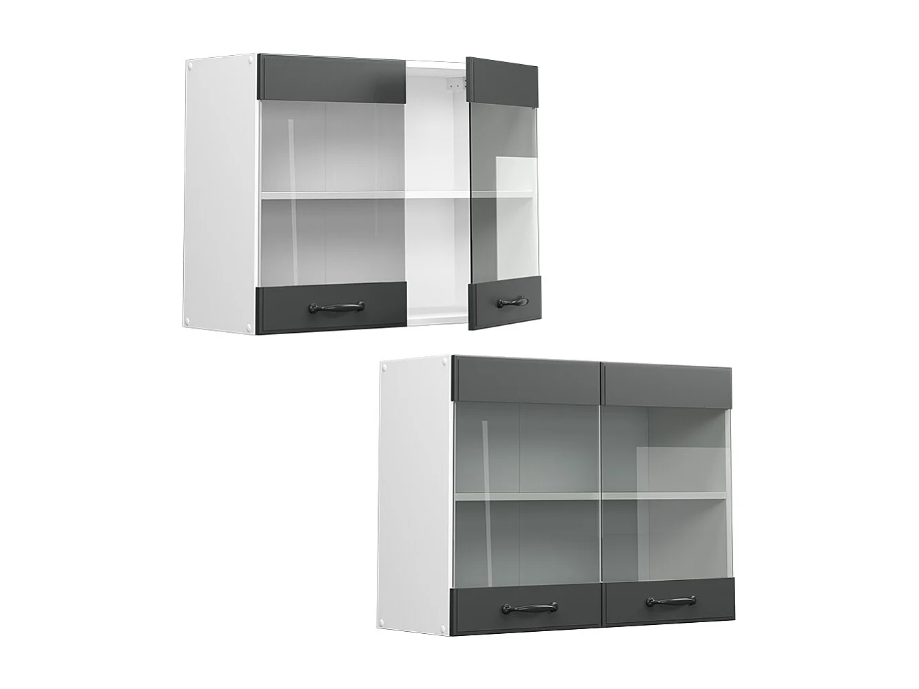 Armario de cocina con vidrio antracita casa de campo 80x31x60 r-line