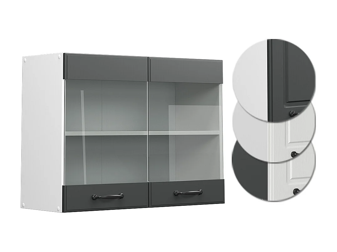 Armario de cocina con vidrio antracita casa de campo 80x31x60 r-line