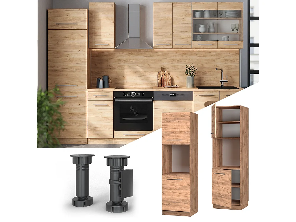 Meuble pour four chêne de force doré 60x58x206.8 fame-line