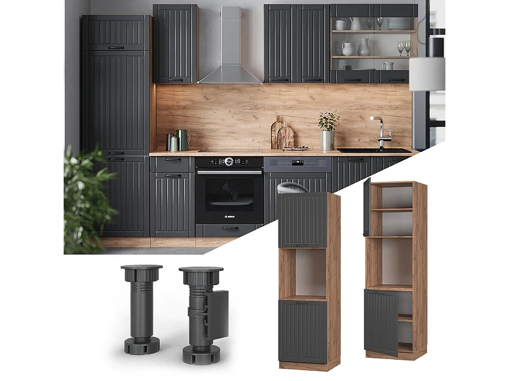 Meuble pour four gris foncé 60x58x206.8 fame-line