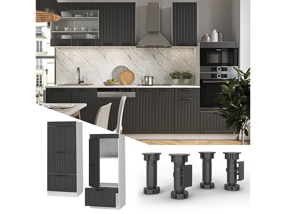 Armoire micro-ondes anthracite campagne 60x58.1x153.6 fame-line