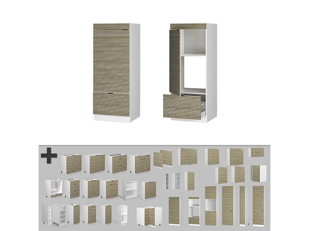 Armoire micro-ondes panneau en chêne 60x58.1x153.6 fame-line