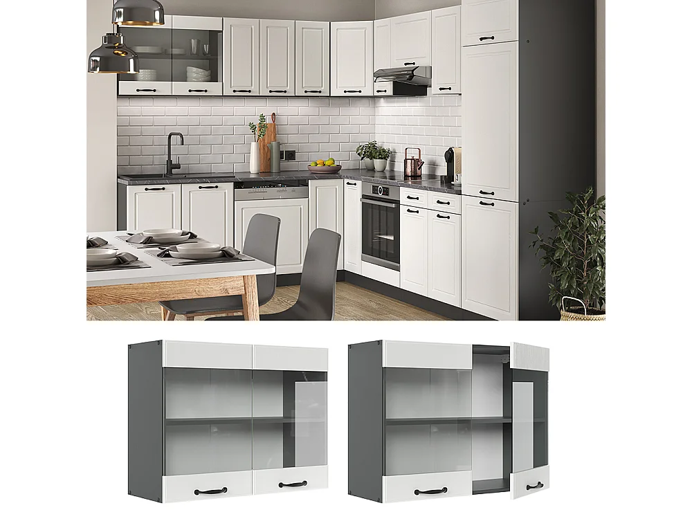 Armoire en verre blanc campagne 80x31x60 r-line