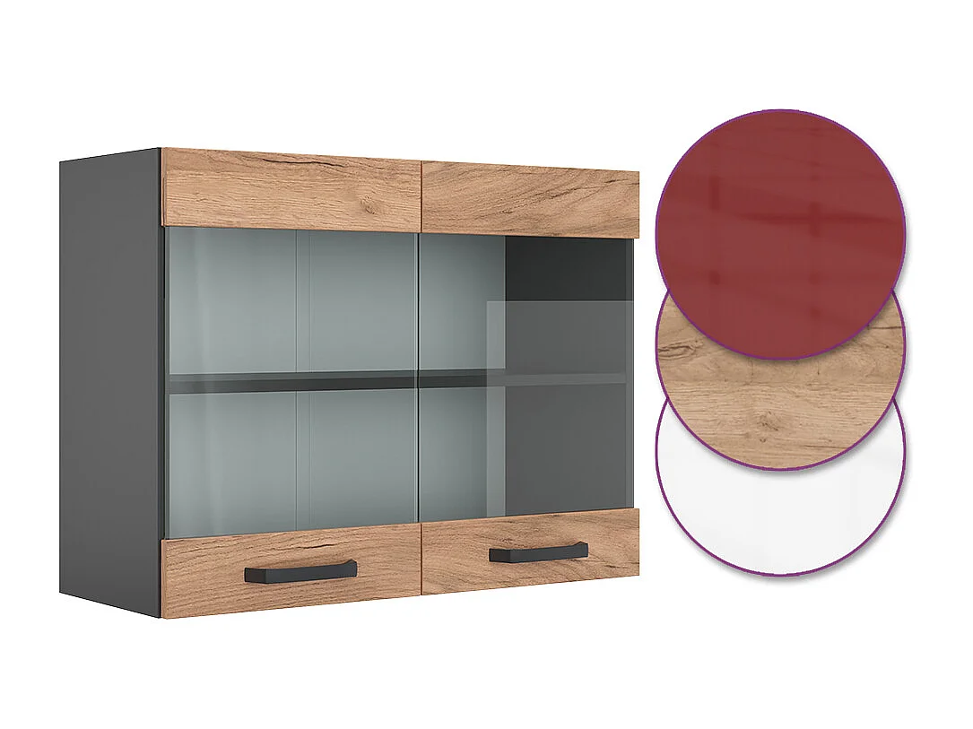 Armario de cocina con vidrio roble dorado 80x31x60 r-line