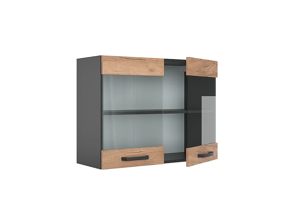 Armoire en verre chêne de force doré 80x31x60 r-line
