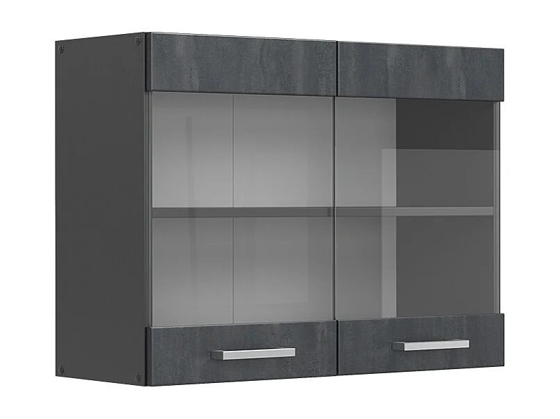 Armario de cocina con vidrio hormigón negro 80x31x60 r-line