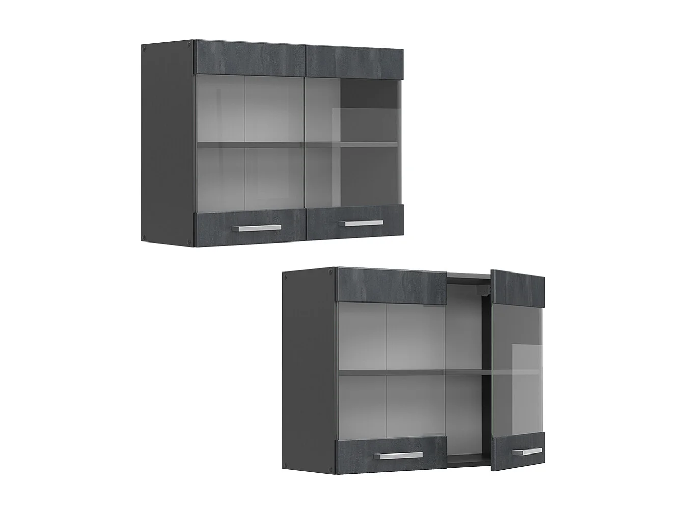 Armario de cocina con vidrio hormigón negro 80x31x60 r-line