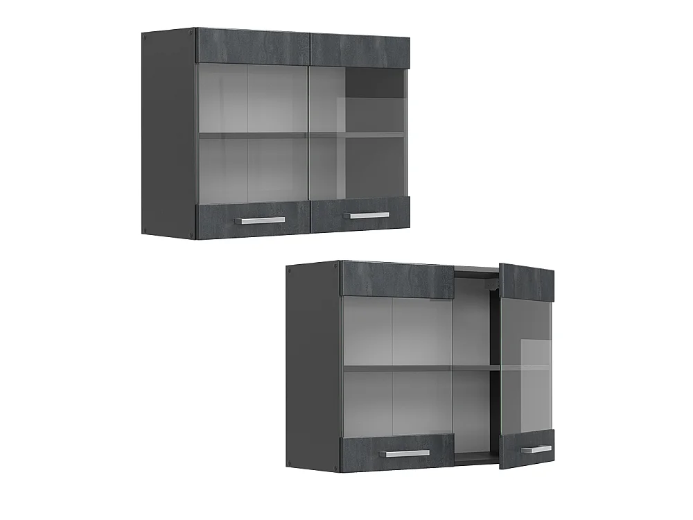 Armoire en verre béton noir 80x31x60 r-line