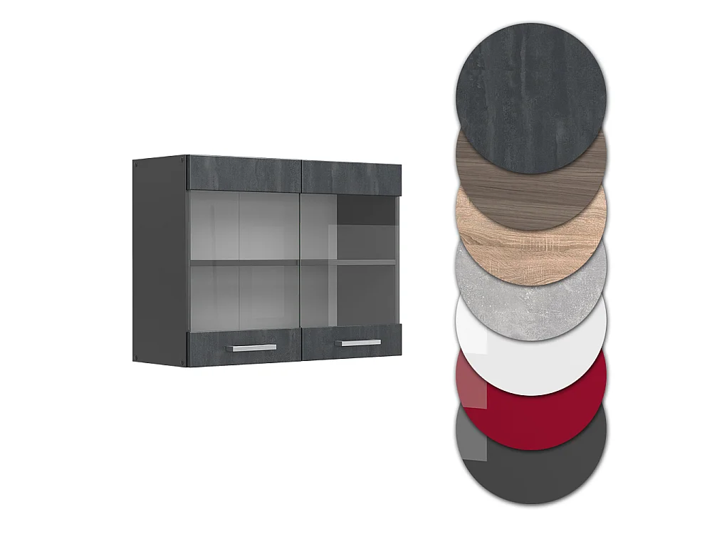 Armoire en verre béton noir 80x31x60 r-line