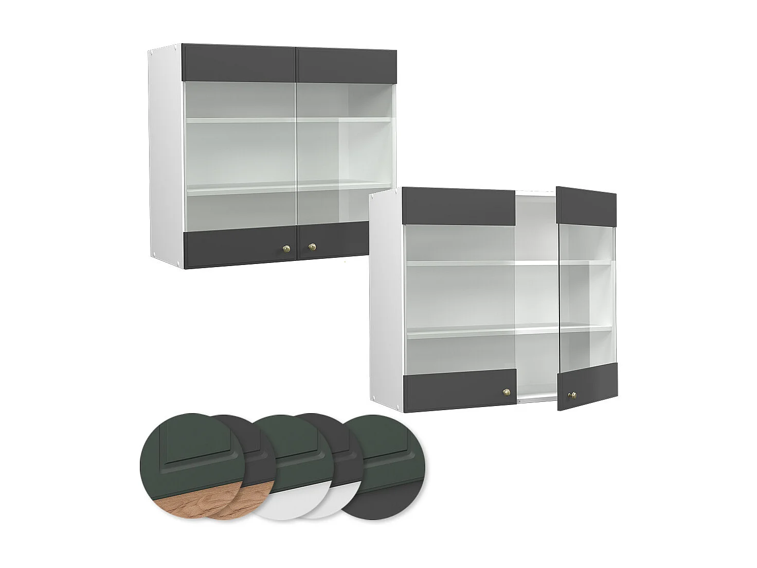 Armario de cocina con vidrio antracita-oro 80x34.1x72 fame-line