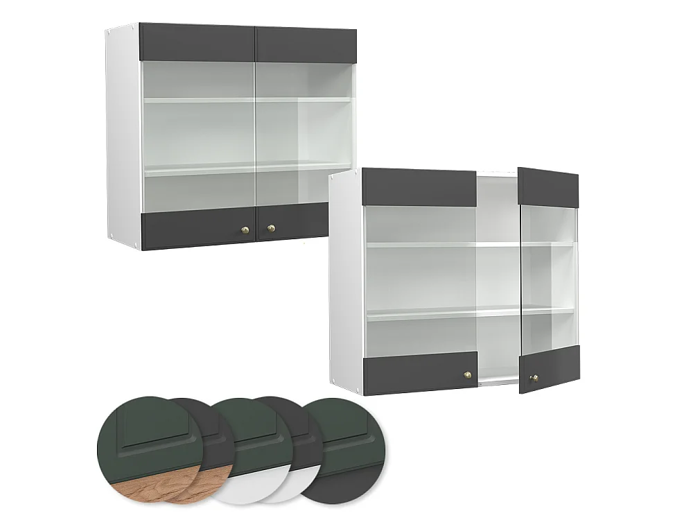 Mobile da cucina in vetro antracite-oro 80x34.1x72 fame-line