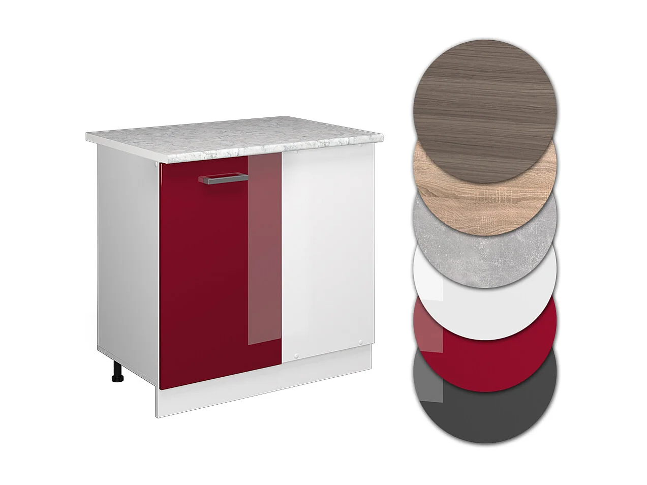 Armario de esquina rojo de alto brillo 86x60x81.6 r-line