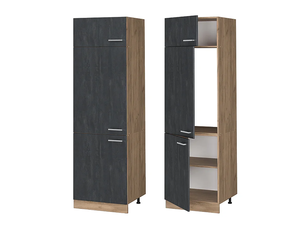 Fridge housing cabinet black concrete 60x57.2x206.8 r-line