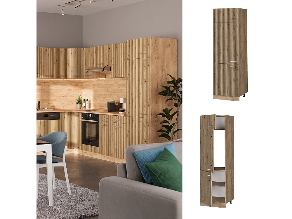 Armario para frigorífico empotrado roble artesanal 60x57.2x206.8 r-line