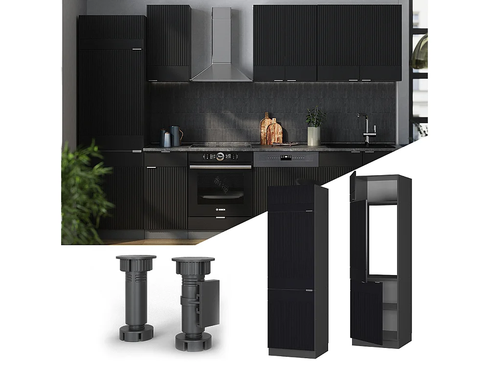 Armario para frigorífico empotrado rayas negras 60x58.1x206.8 fame-line