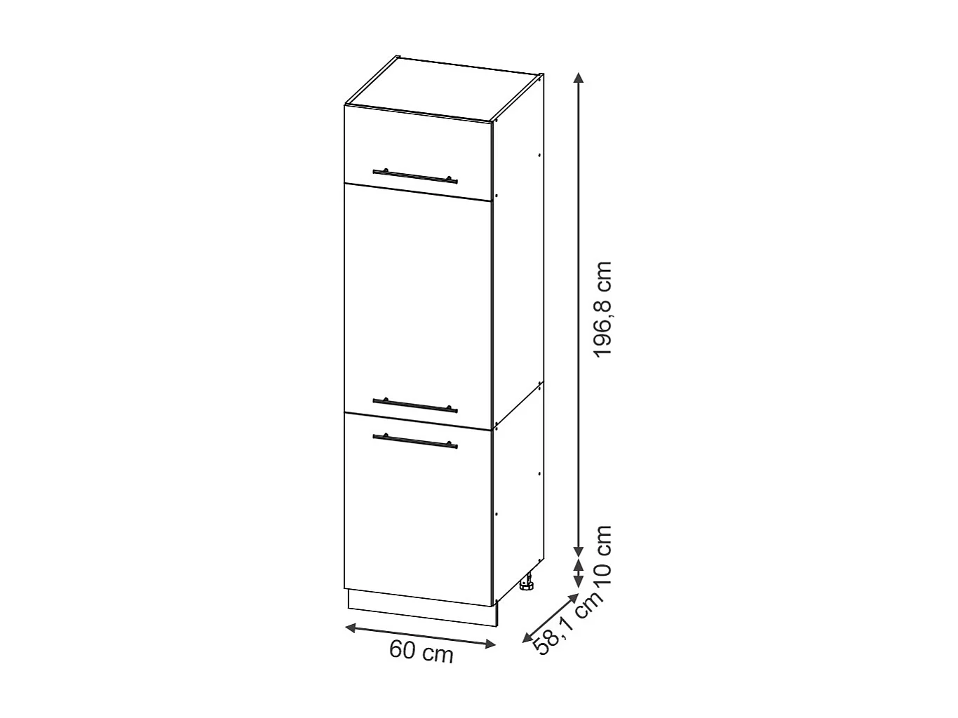Armoire pour frigo noir rayé 60x58.1x206.8 fame-line