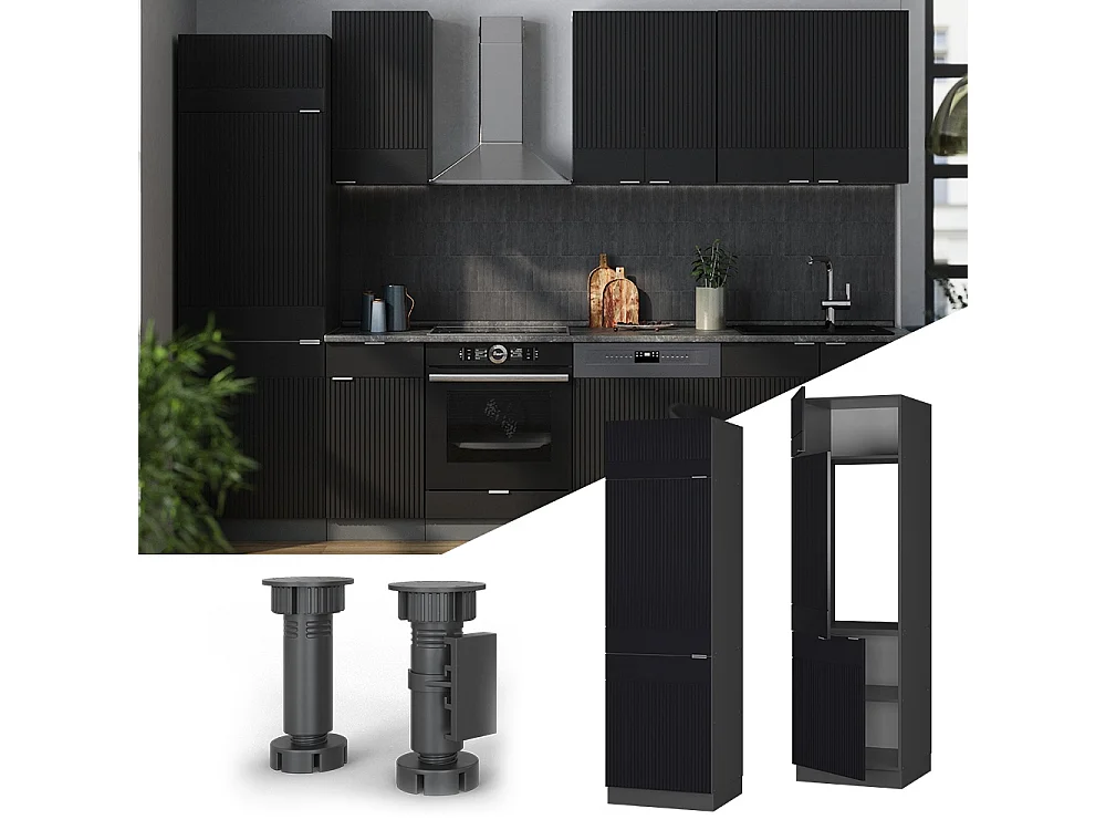 Armoire pour frigo noir rayé 60x58.1x206.8 fame-line