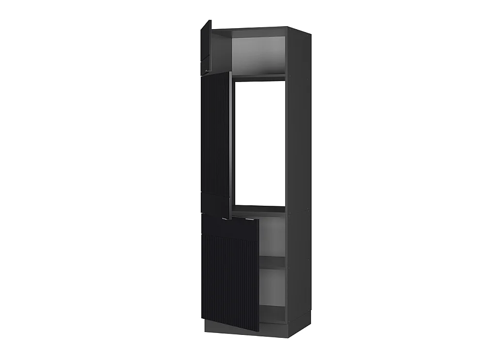 Armoire pour frigo noir rayé 60x58.1x206.8 fame-line