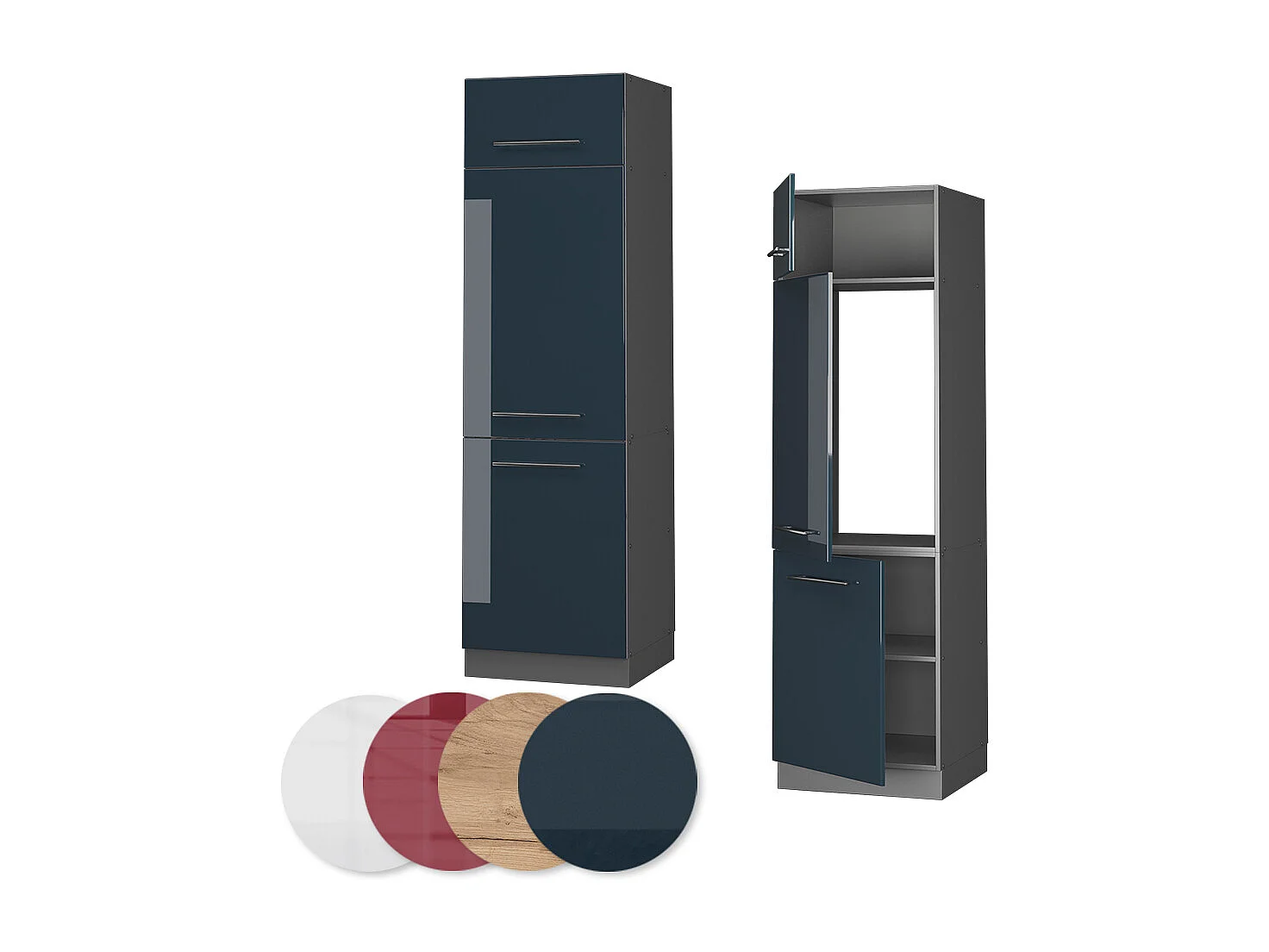 Armoire pour frigo bleu foncé brillant 60x58.1x206.8 fame-line