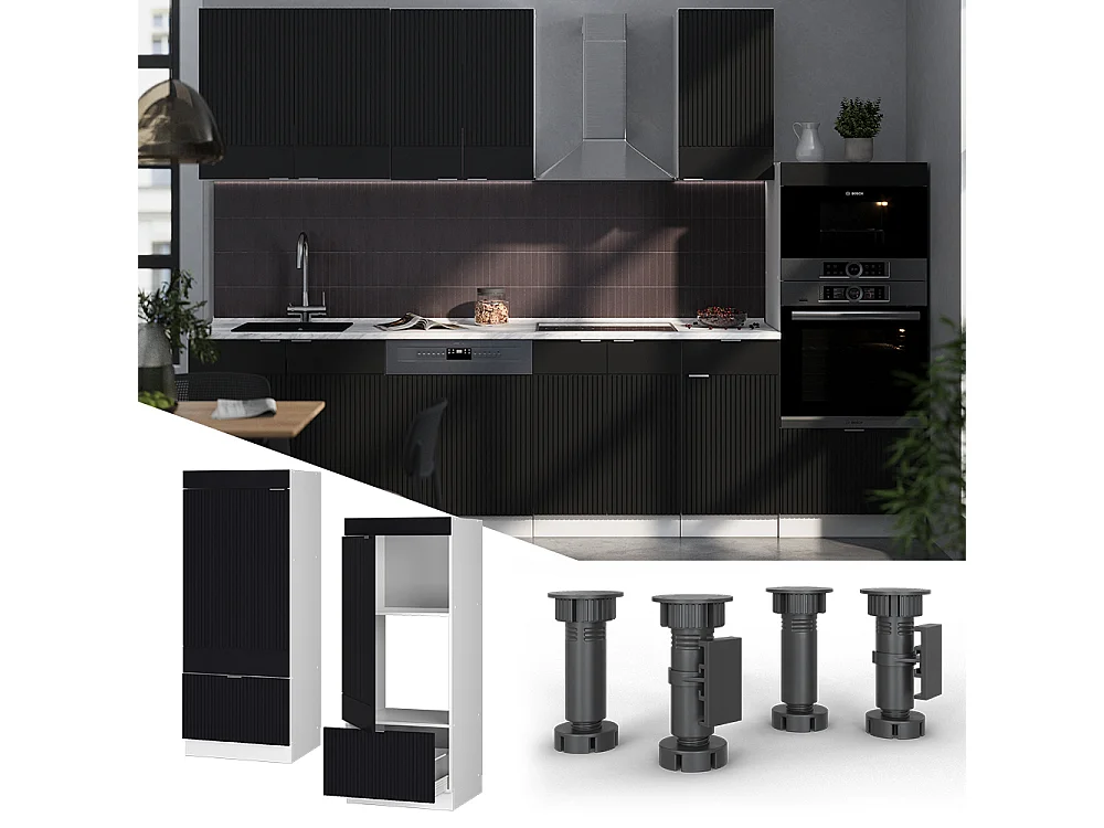 Armoire micro-ondes noir rayé 60x58.1x153.6 fame-line