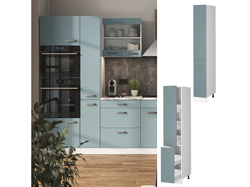 Apothekerschrank blau-grau 30x57.2x206.8 r-line