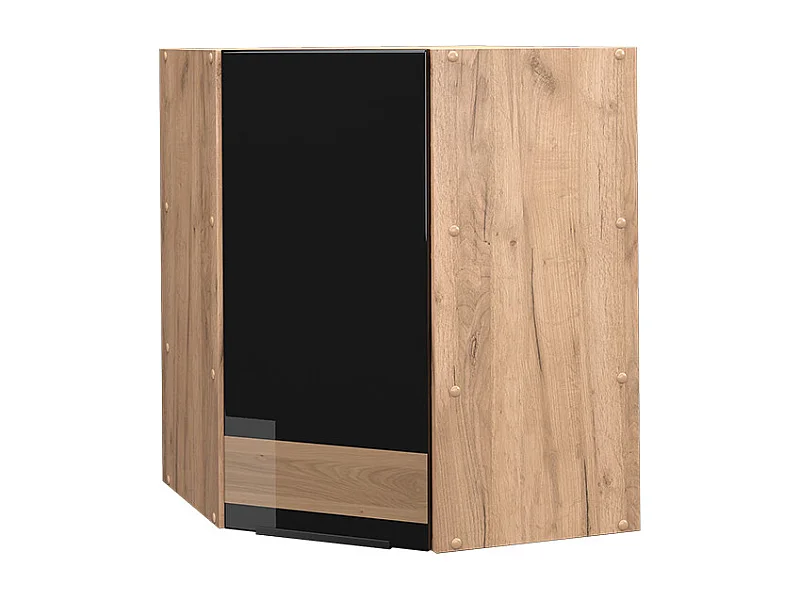 Armario colgante de esquina roble negro alto brillo 57x34.1x72 fame-line