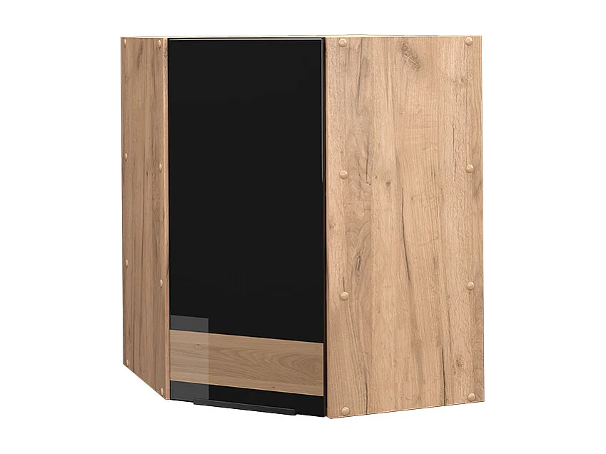 Armario colgante de esquina roble negro alto brillo 57x34.1x72 fame-line