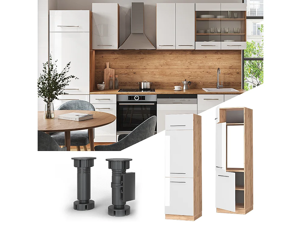 Armoire pour frigo blanc haute brillance 60x58.1x206.8 fame-line