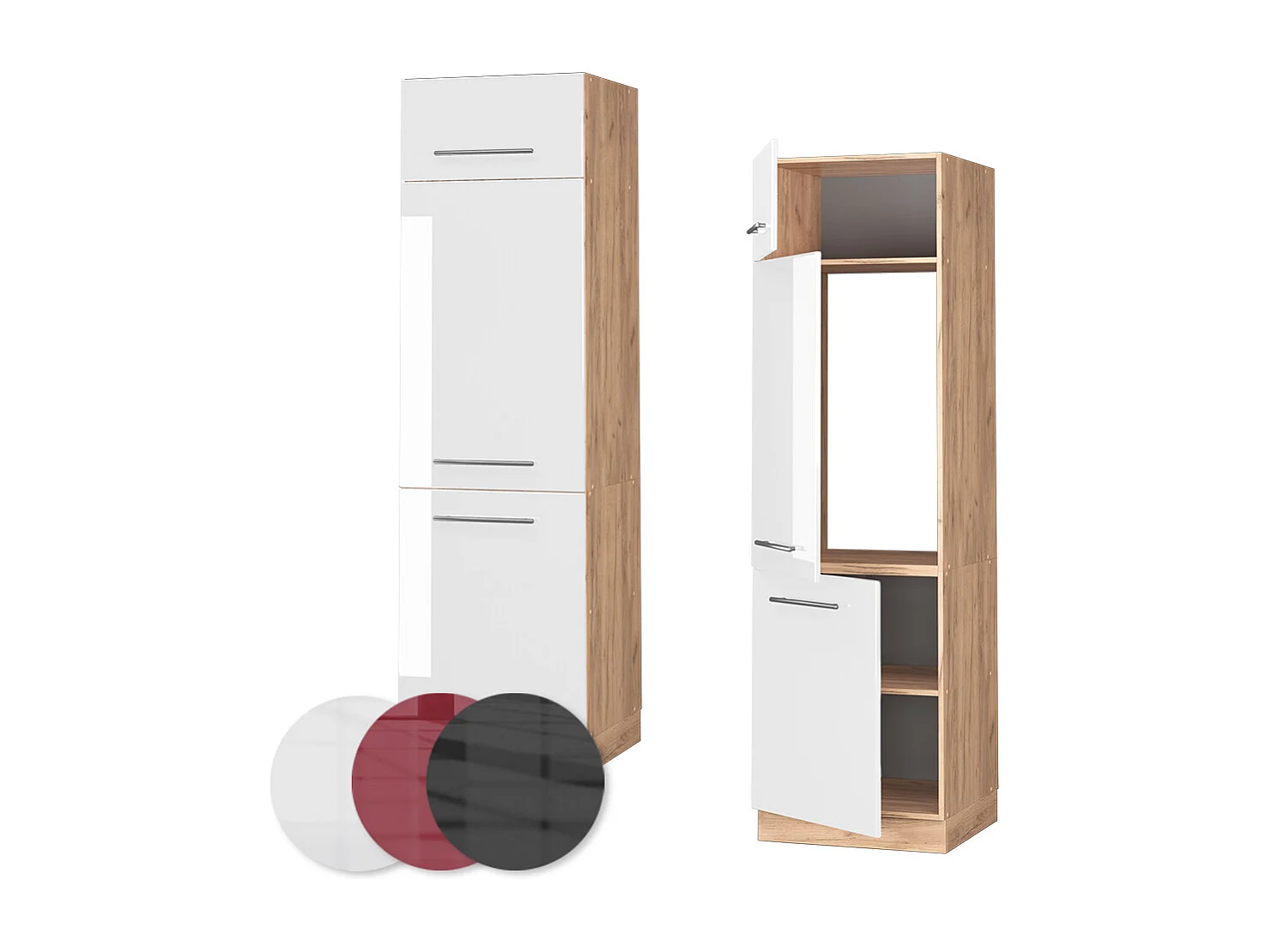 Armoire pour frigo blanc haute brillance 60x58.1x206.8 fame-line