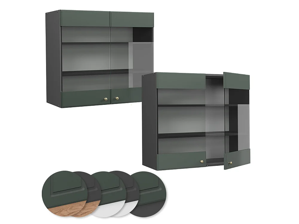 Mobile da cucina in vetro Verde-oro rustico 80x34.1x72 fame-line