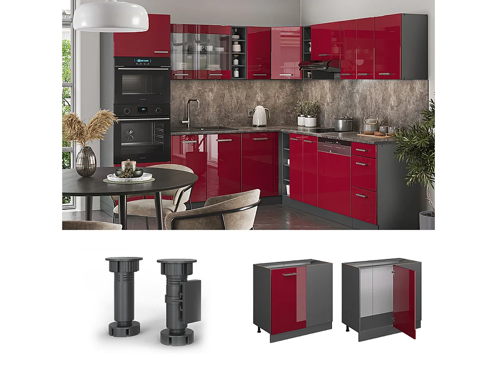 Meuble dangle rouge brillant 86x46x81.6 r-line