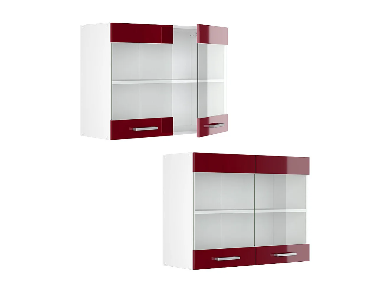 Armario de cocina con vidrio rojo de alto brillo 80x31x60 r-line