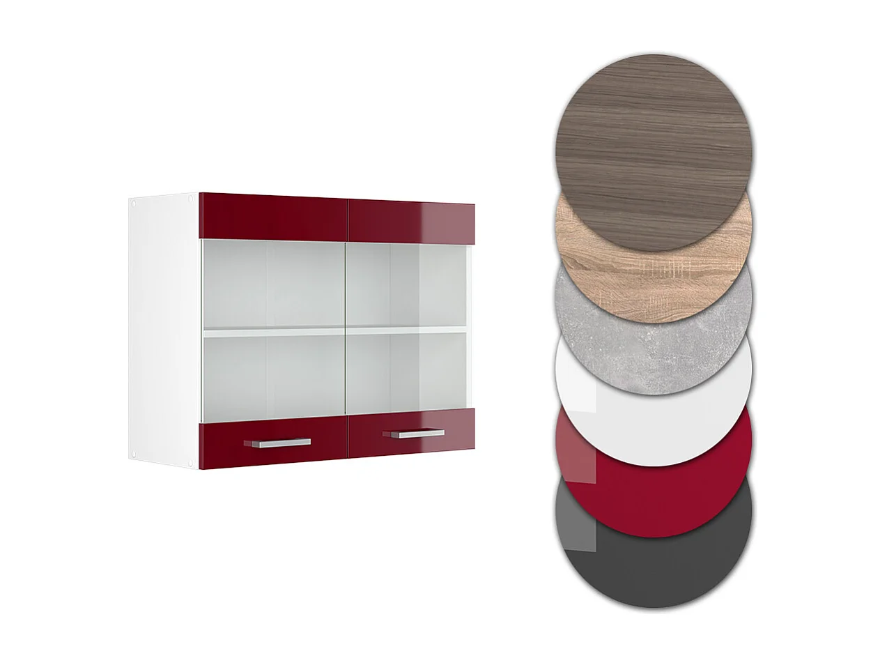 Armario de cocina con vidrio rojo de alto brillo 80x31x60 r-line