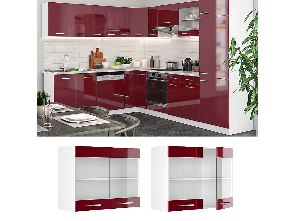 Armoire en verre rouge brillant 80x31x60 r-line