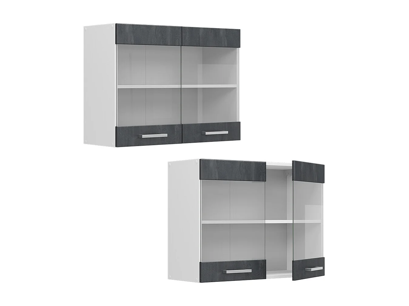 Armario de cocina con vidrio hormigón negro 80x31x60 r-line