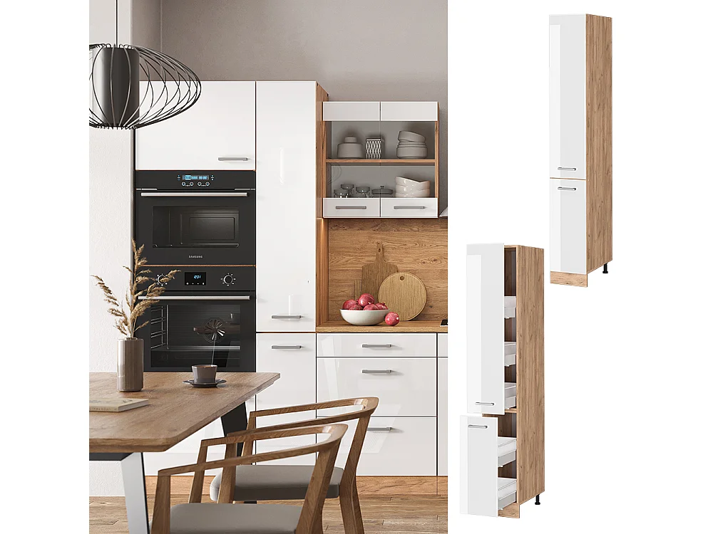 Meuble haute de cuisine blanc haute brillance 30x57.2x206.8 r-line