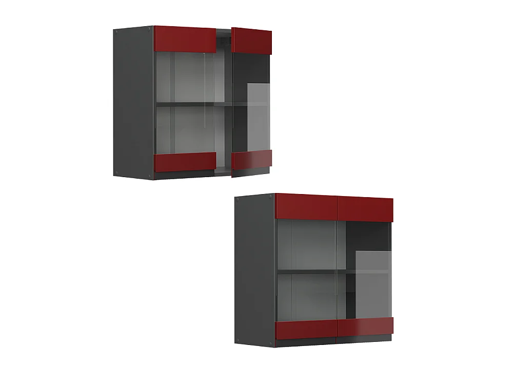 Glass kitchen cabinet red 60x31x60 r-line