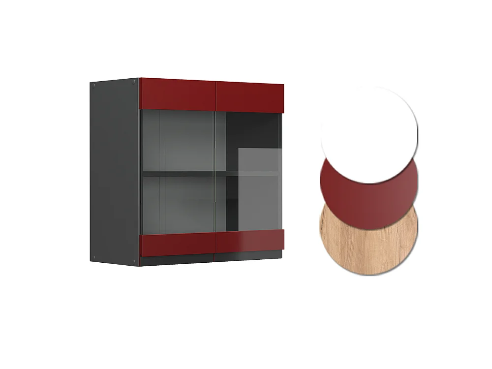 Glass kitchen cabinet red 60x31x60 r-line