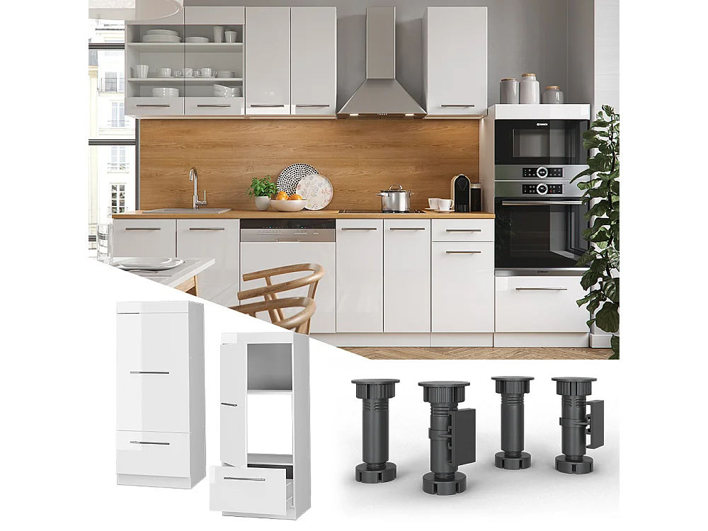 Armario para microondas blanco alto brillo 60x58.1x153.6 fame-line