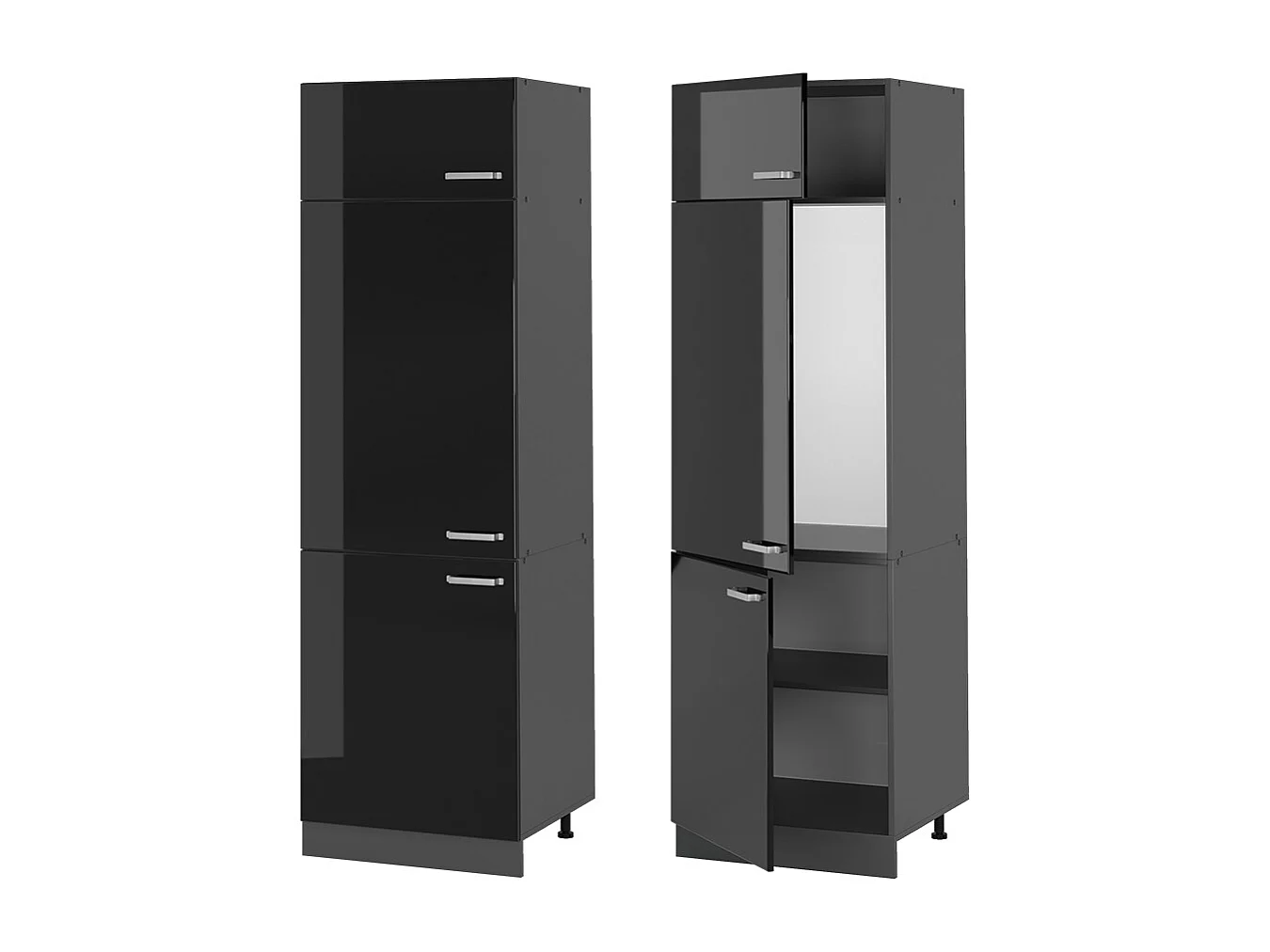 Armoire pour frigo noir haute brillance 60x57.2x206.8 r-line