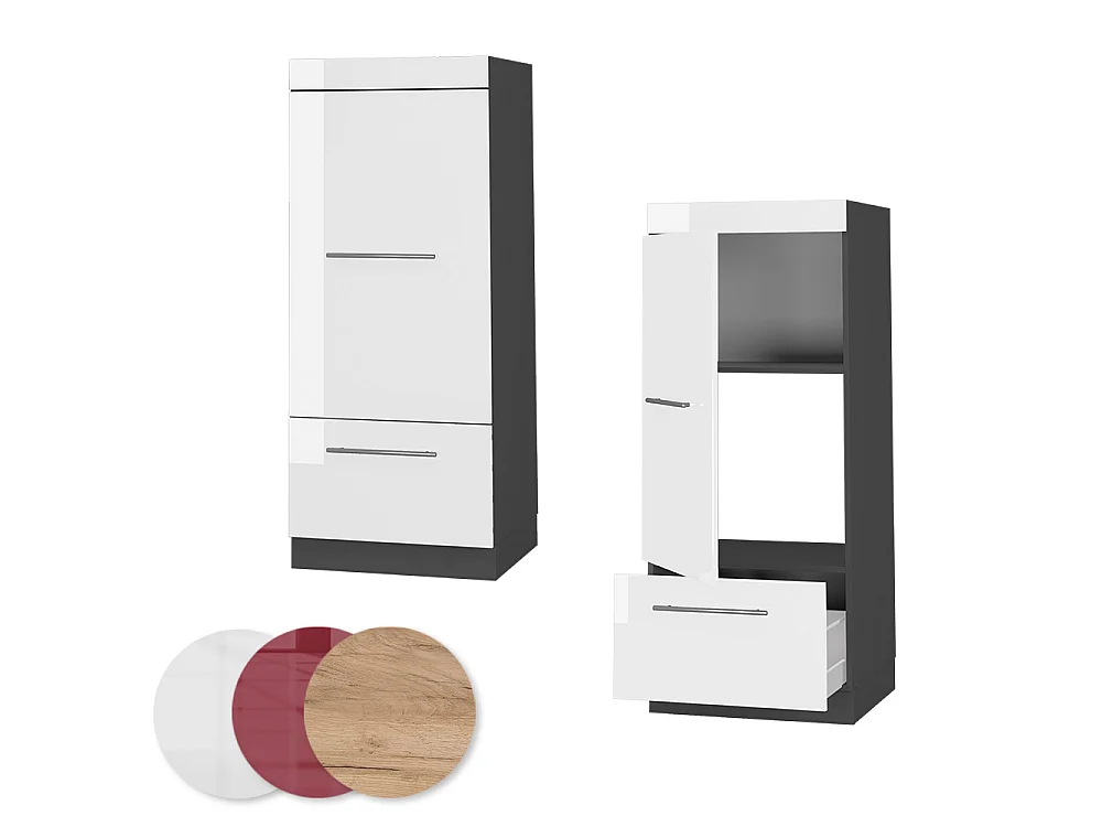 Mikrowellenschrank weiß hochglanz 60x58.1x153.6 fame-line