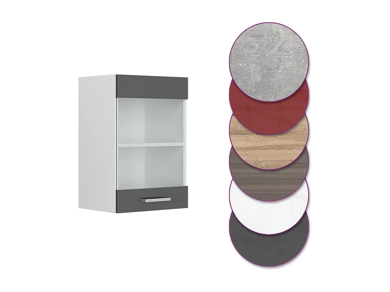 Armoire en verre anthracite haute brillance 40x31x60 r-line