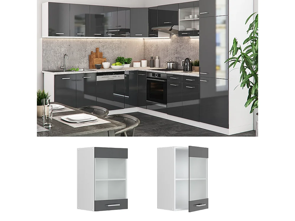 Mobile da cucina in vetro antracite lucido 40x31x60 r-line
