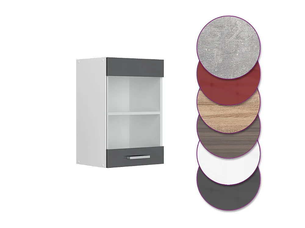 Mobile da cucina in vetro antracite lucido 40x31x60 r-line
