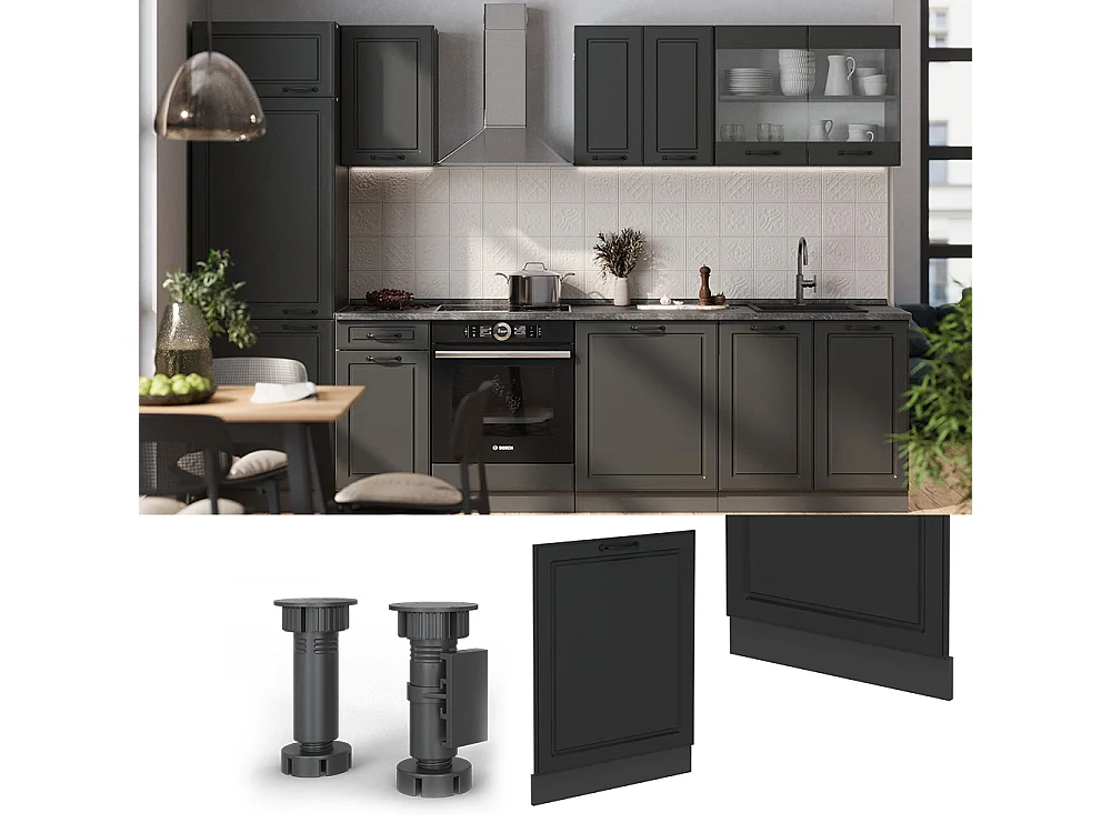 Façade de lave-vaisselle anthracite campagne 60x1.6x81.8 r-line