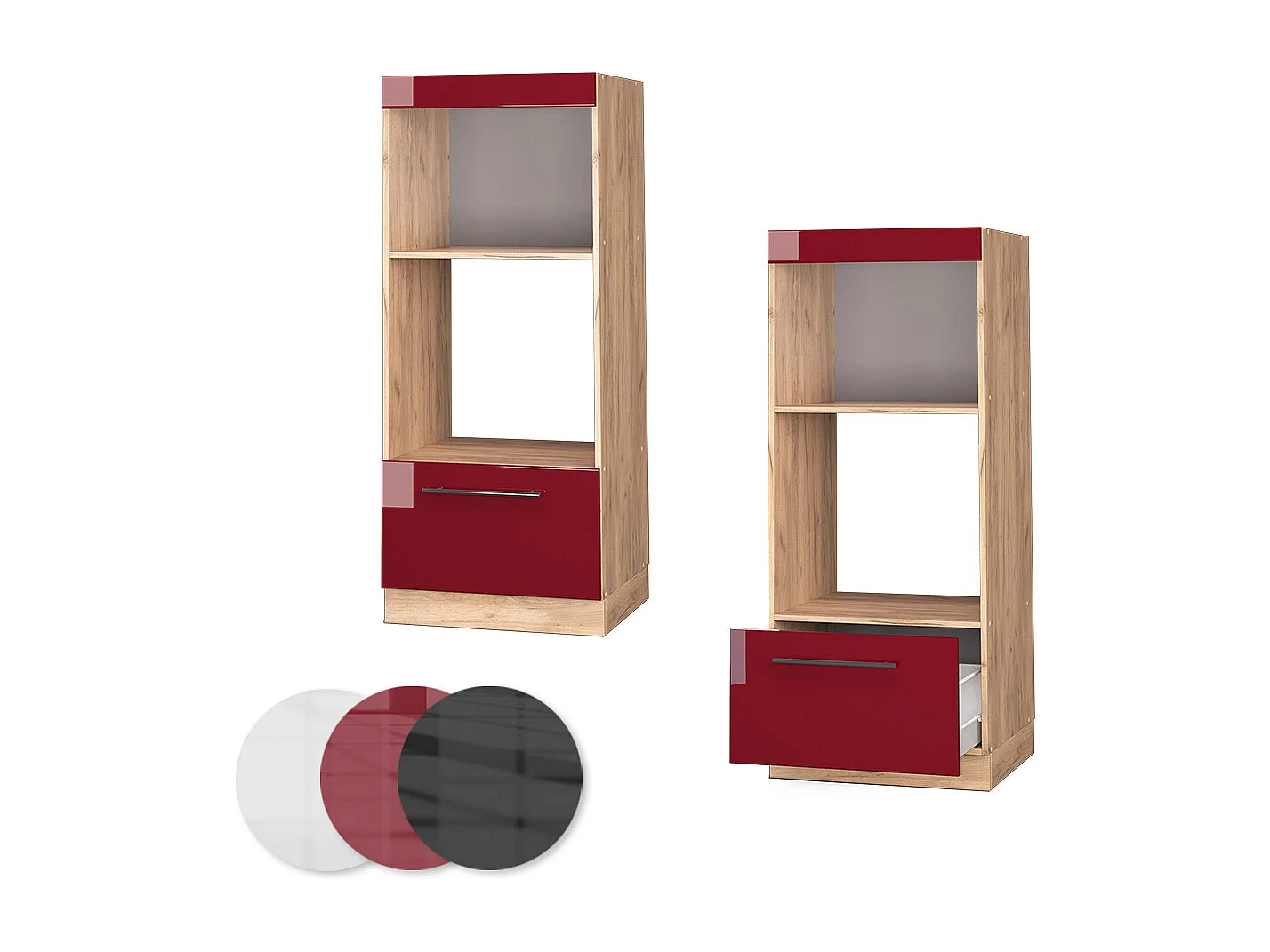 Armoire micro-ondes rouge bordeaux haute brillance 60x58.1x153.6 fame-line