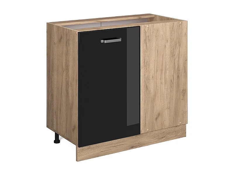 Eckunterschrank schwarz hochglanz 86x46x81.6 r-line